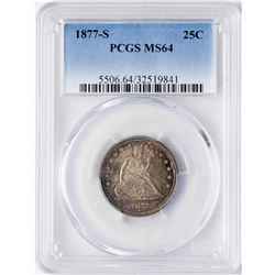 1877-S Seated Liberty Quarter Coin PCGS MS64