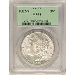 1882-S $1 Morgan Silver Dollar Coin PCGS MS63 Old Green Holder