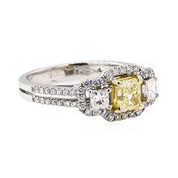 18KT White and Yellow Gold 1.20 ctw Yellow and White Diamond Ring