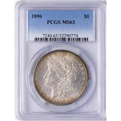 1896 $1 Morgan Silver Dollar Coin PCGS MS63