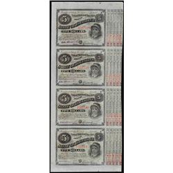 Uncut Sheet of (4) State of Louisiana Baby Bond Obsolete Notes