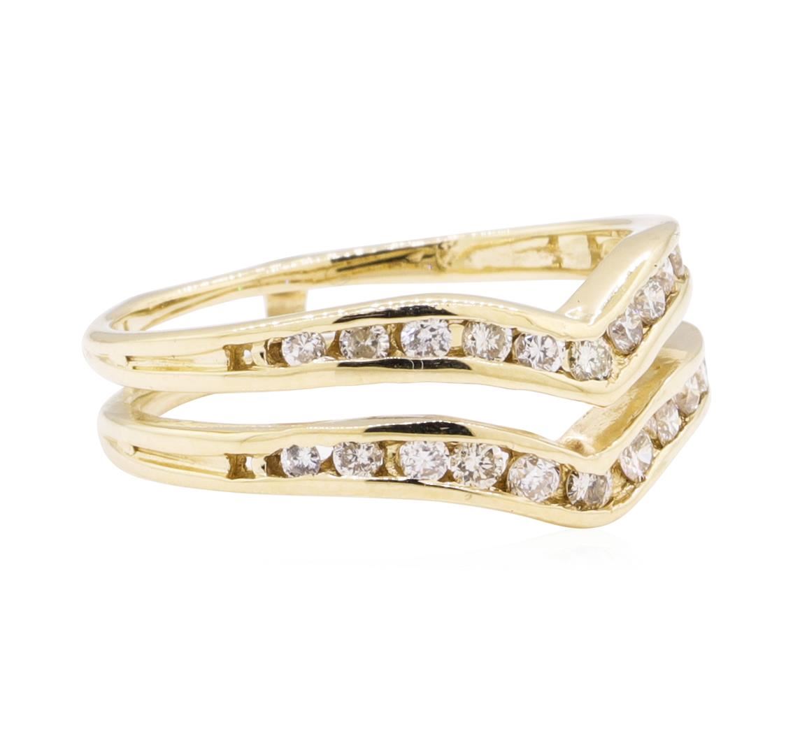 14KT Yellow Gold 0.40 ctw Diamond Double Chevron Ring