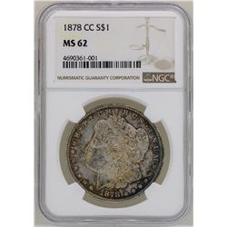 1878-CC $1 Morgan Silver Dollar Coin NGC MS62