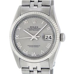 Rolex Men's Stainless Steel 36MM Slate Grey Roman Datejust Wristwatch