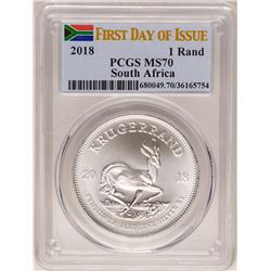 2018 South Africa Krugerrand Silver Coin PCGS MS70 First Issue