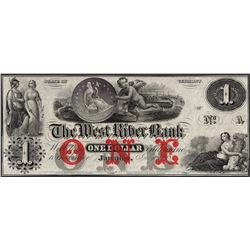 1800's $1 West River Bank Vermont Obsolete Note