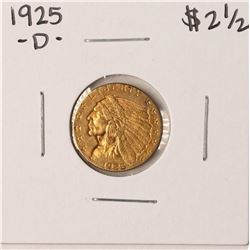 1925-D $2 1/2 Indian Head Quarter Eagle Gold Coin