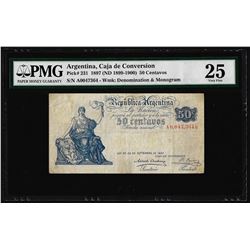 1897 Argentina 50 Centavos Caja de Conversion Pick# 231 PMG Very Fine 25