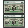 Image 1 : Matching  Low Serial 1872 $50 South Carolina Obsolete Notes PMG Superb Gem Unc.