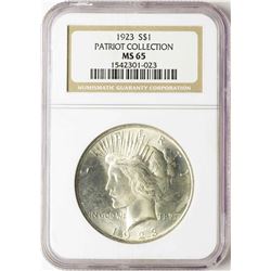 1923 $1 Peace Silver Dollar Coin NGC MS65