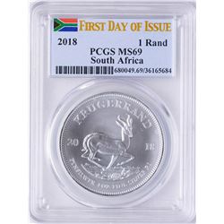 2018 South Africa Krugerrand Silver Coin PCGS MS69 First Issue