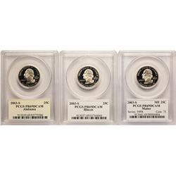 Set of (3) 2003-S Proof State Quarter Coins PCGS PR69DCAM