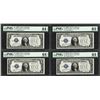 Image 1 : (4) Consecutive 1928B $1 Funnyback Silver Certificate Notes PMG Choice Unc. 64EP