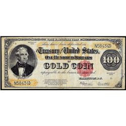 1922 $100 Gold Certificate Note