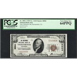 1929 $10 NB of Sacramento, CA CH# 8504 National Currency Note PCGS Very Choice N