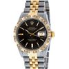 Image 2 : Rolex Mens Two Tone 14K Black Index Pyramid Diamond Bezel Datejust Wristwatch
