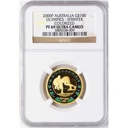 2000P Australia $100 Olympics Sprinter Commemorative Gold Coin NGC PF69 Ultra Ca