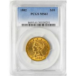 1882 $10 Liberty Head Eagle Gold Coin PCGS MS61