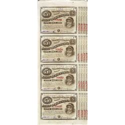 Uncut Sheet of (4) State of Louisiana Baby Bond Obsolete Notes