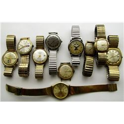 BAG OF 10 VINTAGE MEN'S WINDING WATCHES -