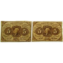 2-1862 FIVE CENT FRACTIONAL CURRENCY NOTES