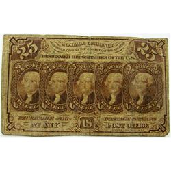 1862 25 CENT FRACTIONAL POSTAL CURRENCY