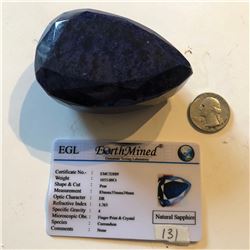 HUGE Rare Investment Certified 1644 Carat BLUE SAPPHIRE