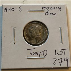 1940 S Mercury Silver Dime Nice Toned Early US coin