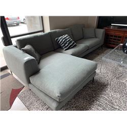 MODERN DESIGN CHARCOAL GREY FABRIC 3 SEAT DEEP SECTIONAL LOUNGE SOFA WITH THROW PILLOWS