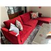 Image 1 : MODERN KANE RED MICROFIBER 3 SEAT DEEP SECTIONAL LOUNGE SOFA WITH THROW PILLOWS