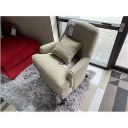 PRESIDENT CUSTOM BEIGE FABRIC URBAN STYLE ARM CHAIR WITH THROW PILLOW