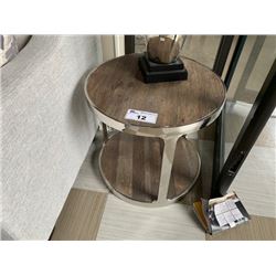 COMPASS RECLAIMED WOOD & STAINLESS STEEL END TABLE