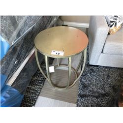 ANTIQUE FINISH STEEL DRUM METAL END TABLE