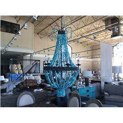 REGINA ANDREWS 6 HEAD TURQUOISE BEADED STYLE CHANDELIER