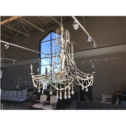 RAIN 8 HEAD WOOD & GLASS BEADED CANDLE STYLE CHANDELIER