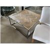 Image 1 : WARNER CHROME & RECLAIMED WOOD 35" X 35" COCKTAIL TABLE
