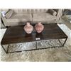 Image 1 : WARNER CHROME & RECLAIMED WOOD 64" X 26" COCKTAIL TABLE WITH DECOR ITEMS