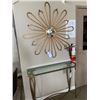 Image 1 : SHERRILL METAL & GLASS FRENCH STYLE CONSOLE TABLE WITH WALL DECOR