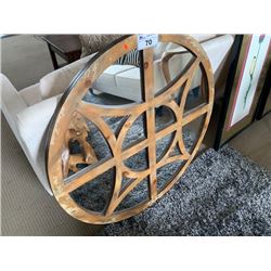 HOOKER WOODEN CIRCULAR WALL MIRROR & 2 FRAMED FLOWER ARTWORK