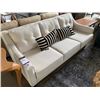 Image 1 : PARIS MODERN CREAM FABRIC HIGH BACK 3 SEAT SOFA WITH THROW PILLOWS