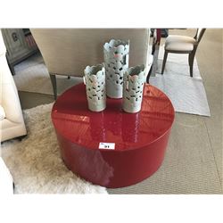 RED MODERN CIRCULAR MOBILE COCKTAIL TABLE & DECOR