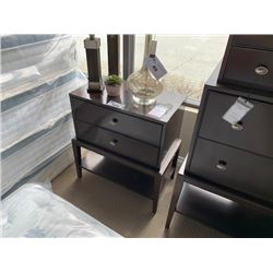 HUDSON PARK DARK WOOD 2 DRAWER NIGHT STAND & DECOR ITEMS