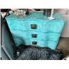 Image 1 : 3 DRAWER TURQUOISE CRACKLE FINISH CHEST WITH DECOR