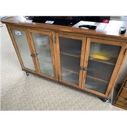 RECLAIMED OAK & GLASS 4 DOOR MOBILE SECTIONAL CABINET