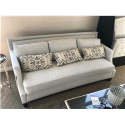 SAMANTHA CHROME STUDDED 3 SEAT SOFA WITH THROW PILLOWS