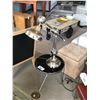 Image 1 : CHROME METAL & BLACK GLASS END TABLE WITH INDUSTRIAL TABLE LAMP