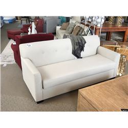 MODERN CREAM FABRIC 3 SEAT SOFA ( BUTTON MISSING )