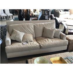 LINKIN CREAM FABRIC DEEP SEAT SOFA WITH THROW PILLOWS