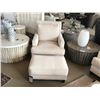 Image 1 : LINKIN CREAM FABRIC DEEP SEAT ARM CHAIR WITH OTTOMAN
