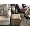 Image 1 : BEIGE MICRO FIBER STORAGE OTTOMAN WITH 2 LOG VASES